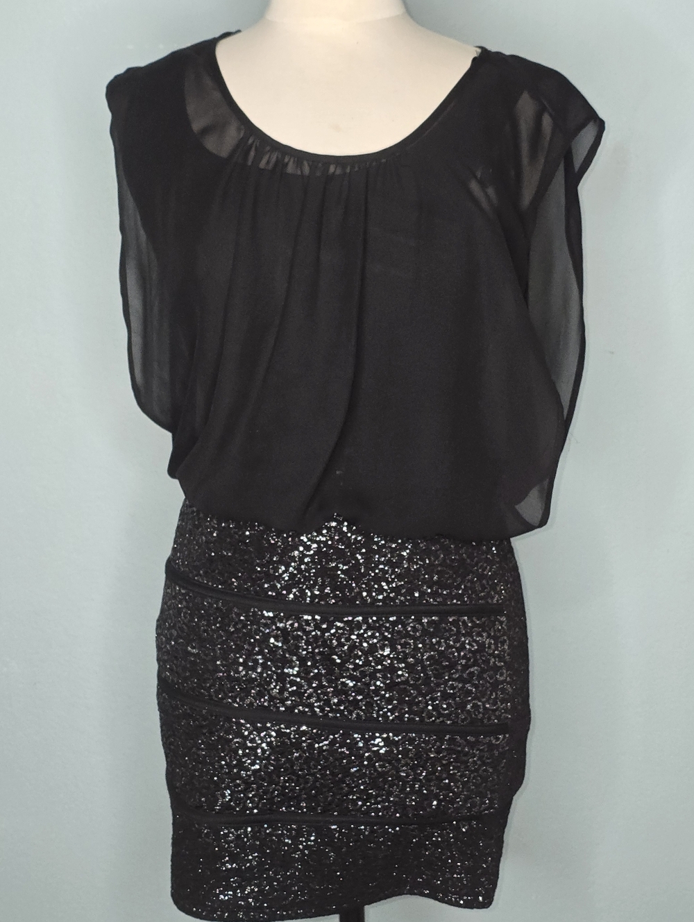 Deb Black Sequin Bodice Maxi Dress